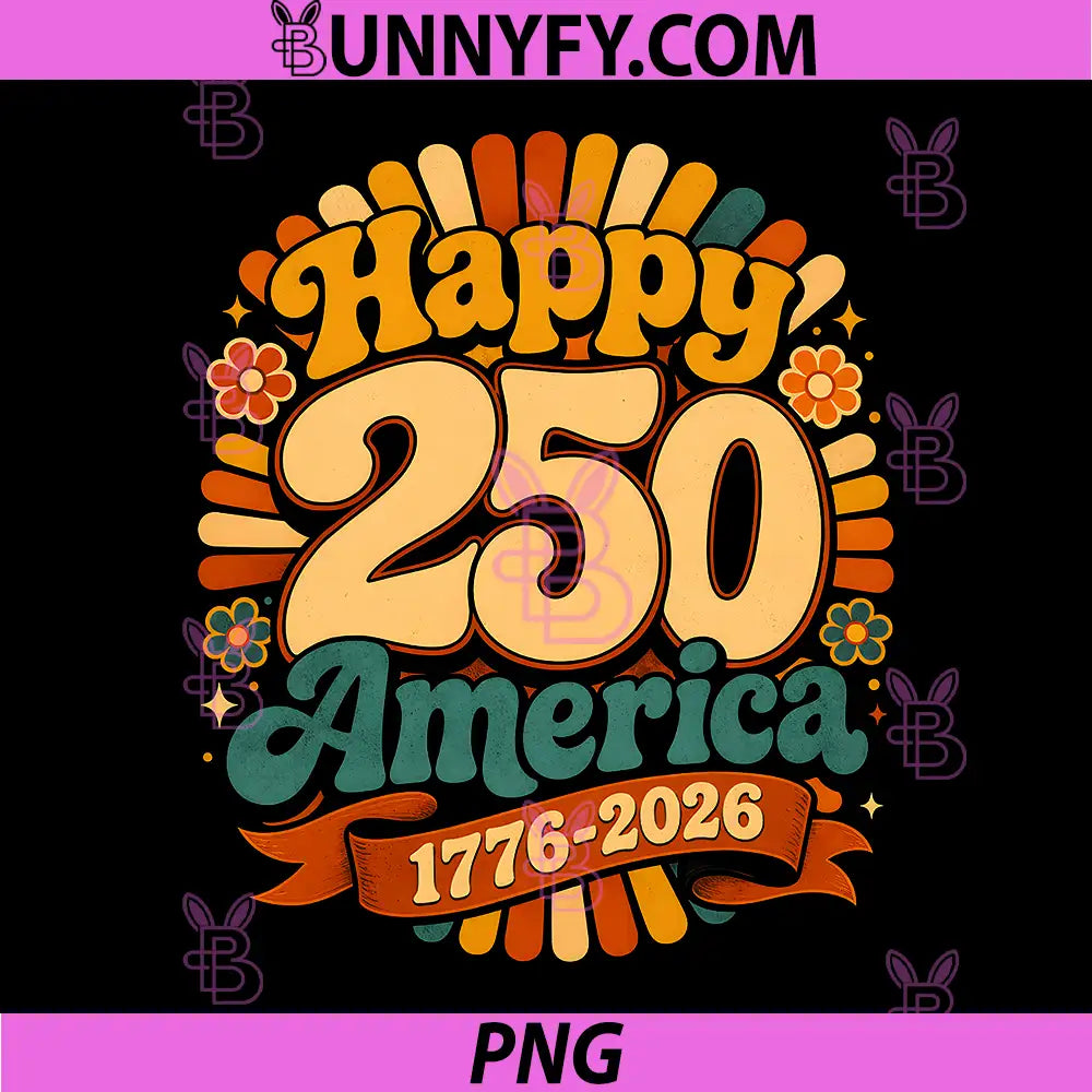 Happy 250 America PNG, 1776 2026 Retro 4th of July PNG