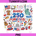 Happy 250 America 1776 2026 PNG, Years of Freedom 250th Birthday PNG