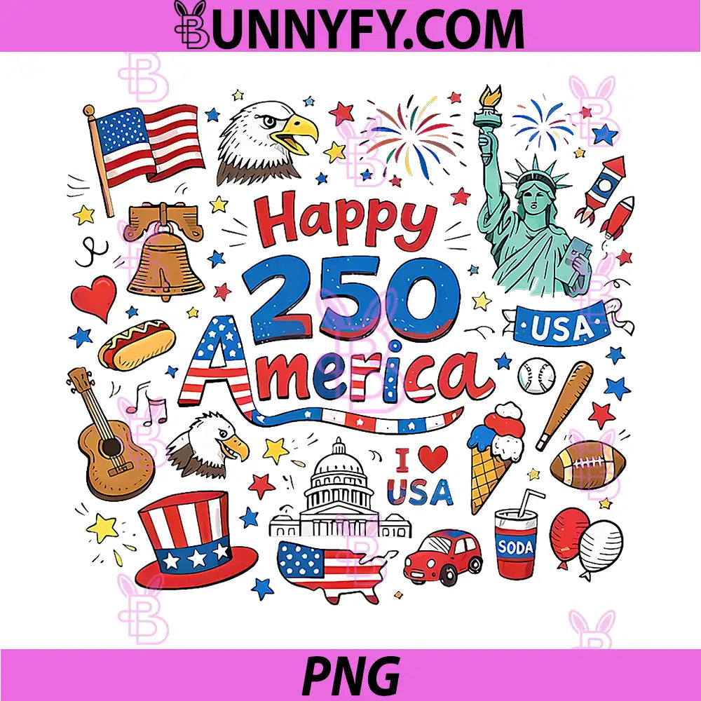Happy 250 America 1776 2026 PNG, Years of Freedom 250th Birthday PNG