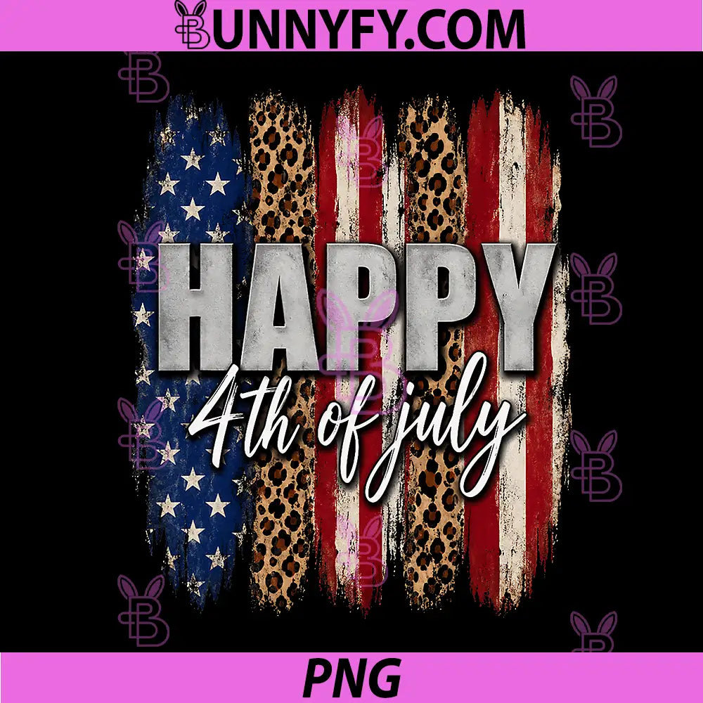 Happy 4th of July Funny PNG, Patriotic American Flag Leopard PNG