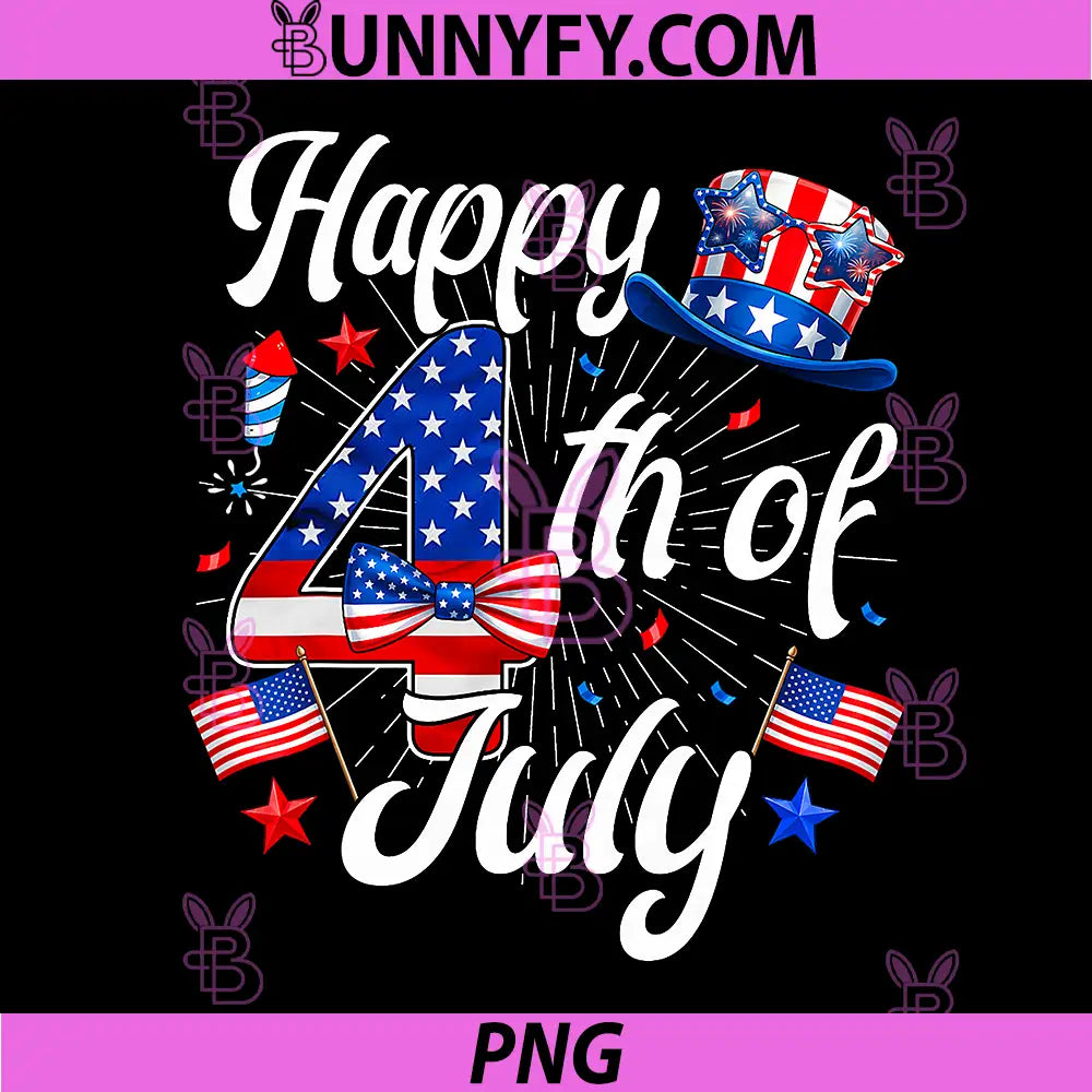 Happy 4th of July Patriotic PNG, American US Flag Bow PNG