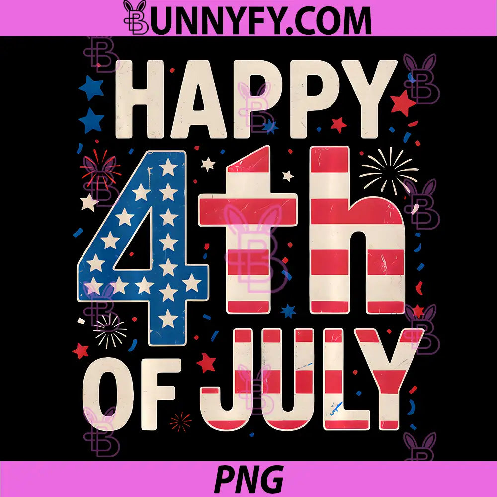 Happy 4th of July PNG, Patriotic American US Flag PNG