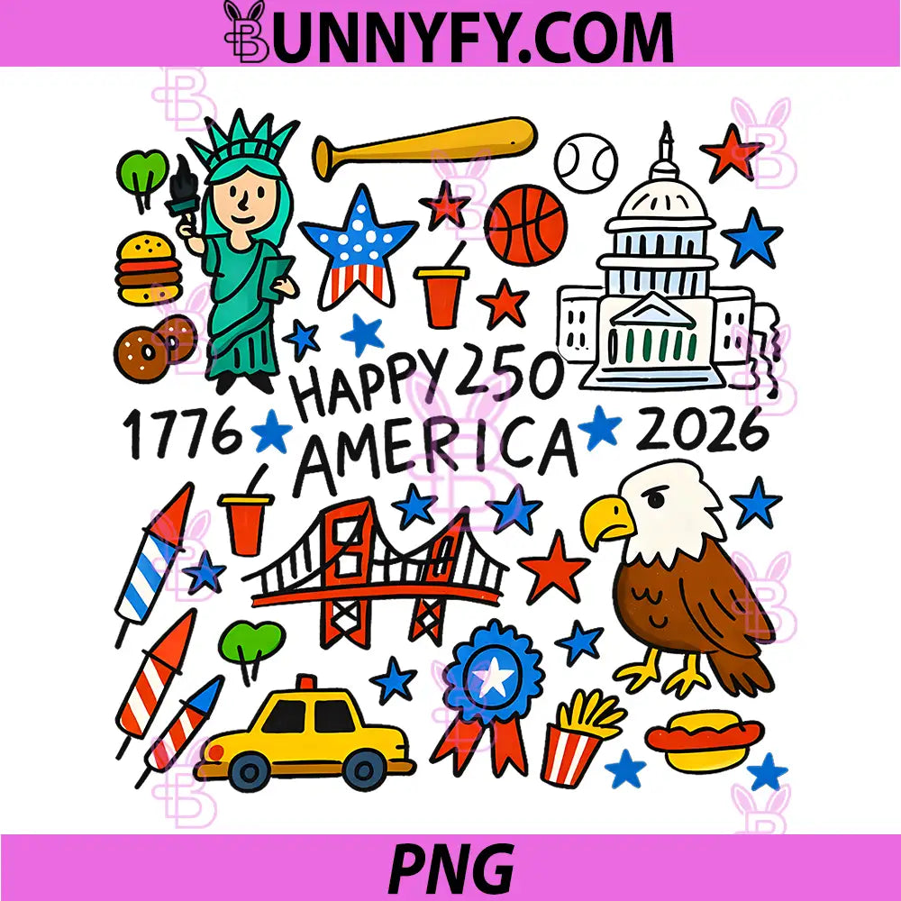 Happy America 250 Birthday PNG, Patriotic USA Flag 1776 2026 PNG