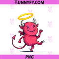 Happy Devil PNG, With Golden Angel Halo Graphic PNG