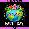 Happy Earth Day PNG, Cute Earth with Floral Earth Day 2026 PNG