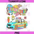 Happy Easter Bunny PNG, Avocado Driving Police Car Colorful Eggs PNG