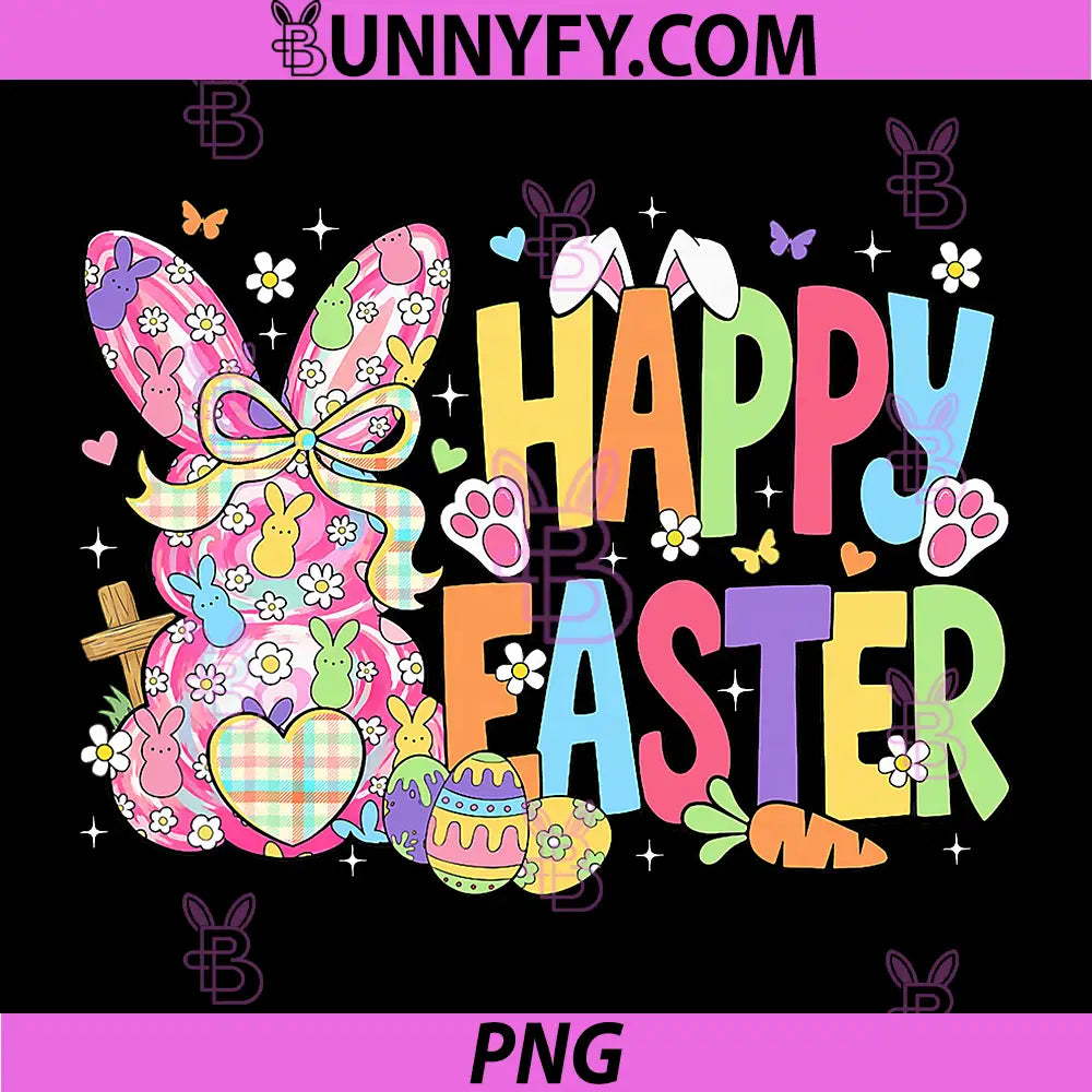 Happy Easter PNG, Cute Bunny Coquette Bow Rabbit PNG
