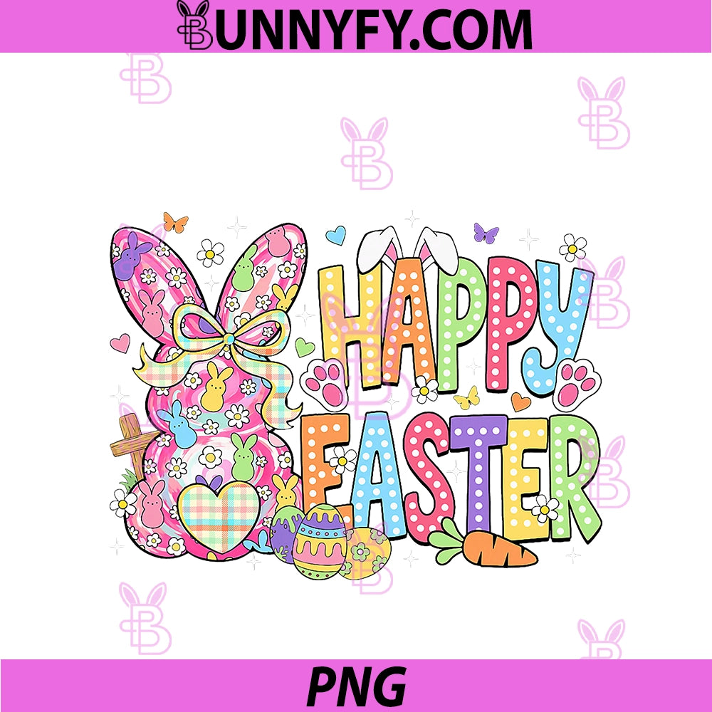 Happy Easter Cute PNG, Bunny Coquette Bow Rabbit PNG