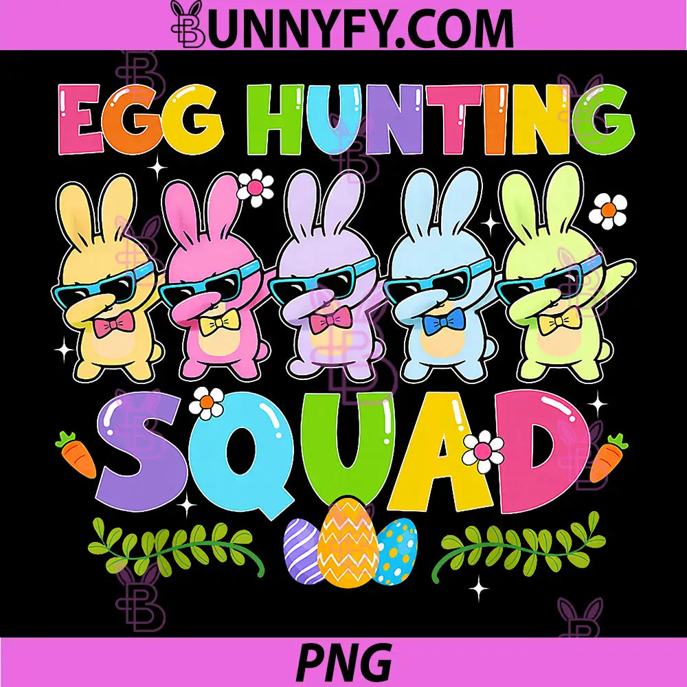 Happy Easter Day PNG, Bunny Egg Hunting Squad PNG