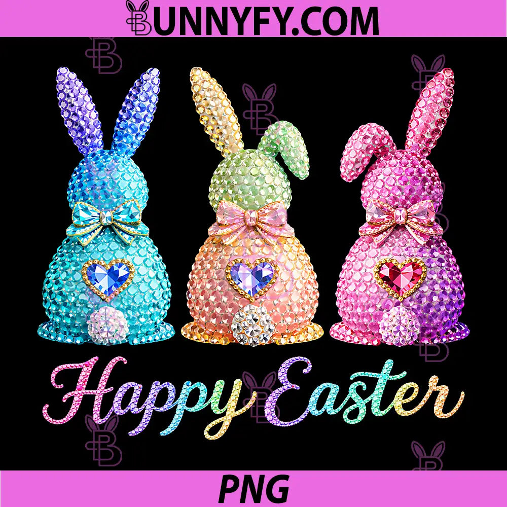 Happy Easter Day PNG, Rabbit Bunny Crystal Diamond Egg Hunt PNG