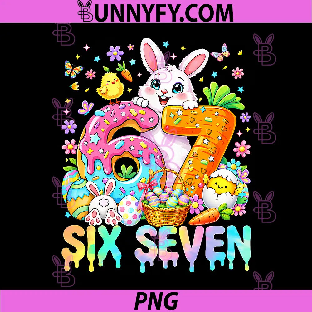 Happy Easter Day PNG, Six Seven 6 7 Cute Bunny Rabbit PNG