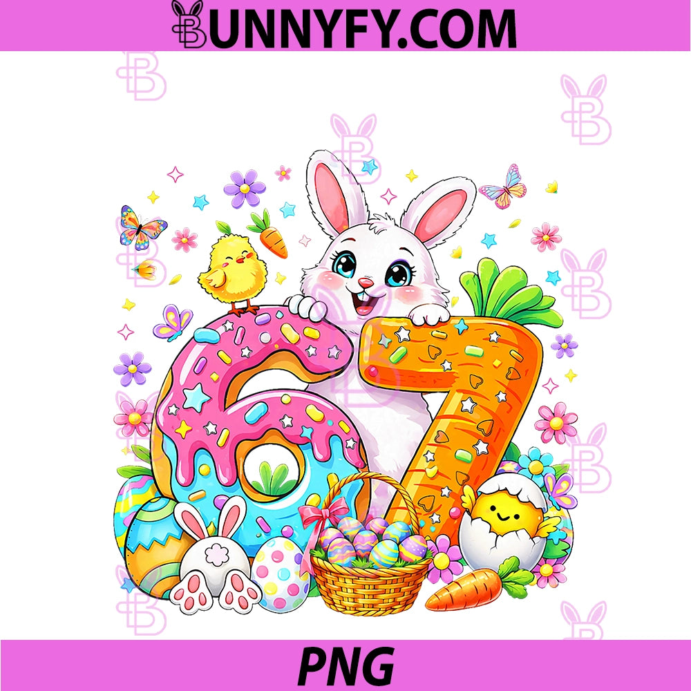 Happy Easter Day Six Seven 6 7 Cute PNG, Bunny Rabbit PNG