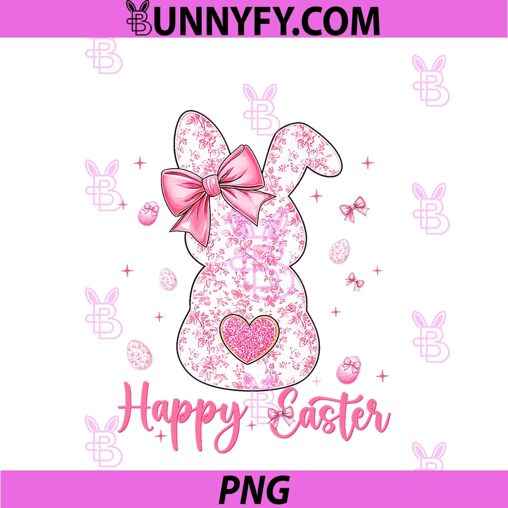 Happy Easter PNG, Rabbit Coquette Bunny Floral PNG