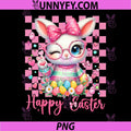 Happy Easter Rabbit PNG, Coquette Bow Bunny Floral PNG
