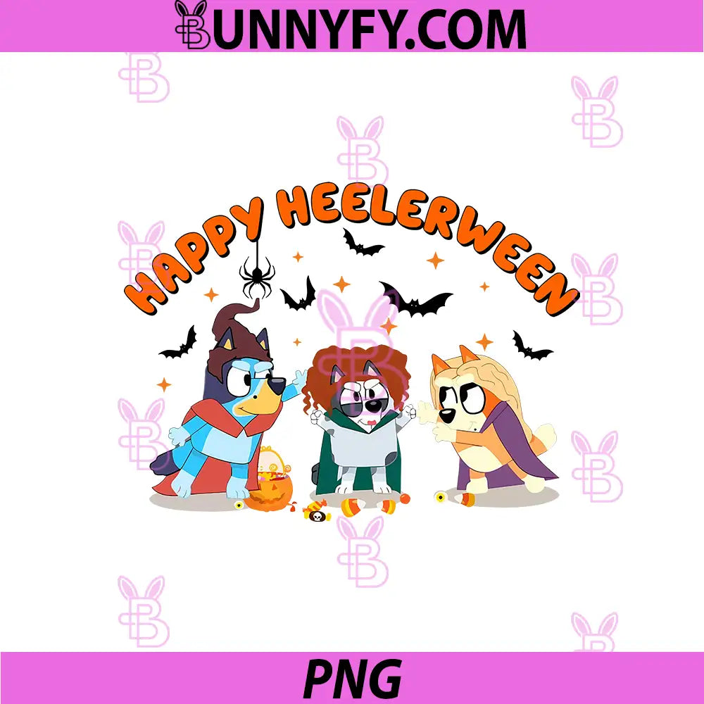 Happy Heelerween Cartoon Dogs Trick Or Treat PNG, Adorable Halloween Night PNG