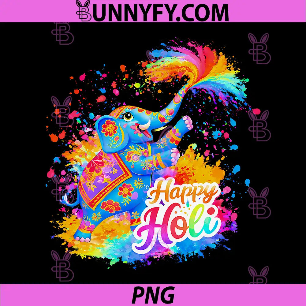 Happy Holi 2026 PNG, India Hindu Colorful Elephant Festival PNG