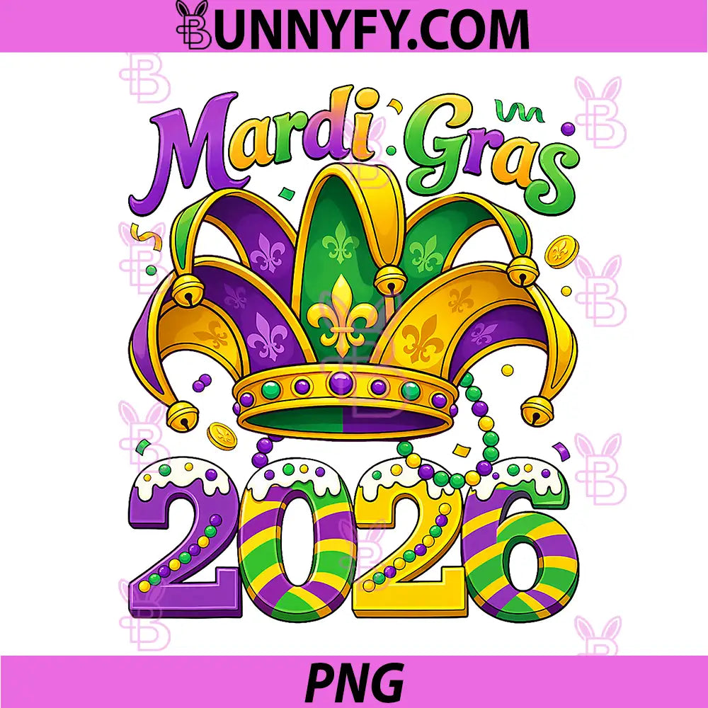 Happy Mardi Gras 2026 PNG, Jester Hat New Orleans PNG