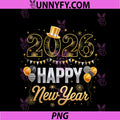 Happy New Year Party 2026 Ballon PNG, Family Matching PNG
