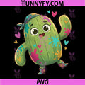 Happy Painted Cactus PNG, Hearts Valentine PNG