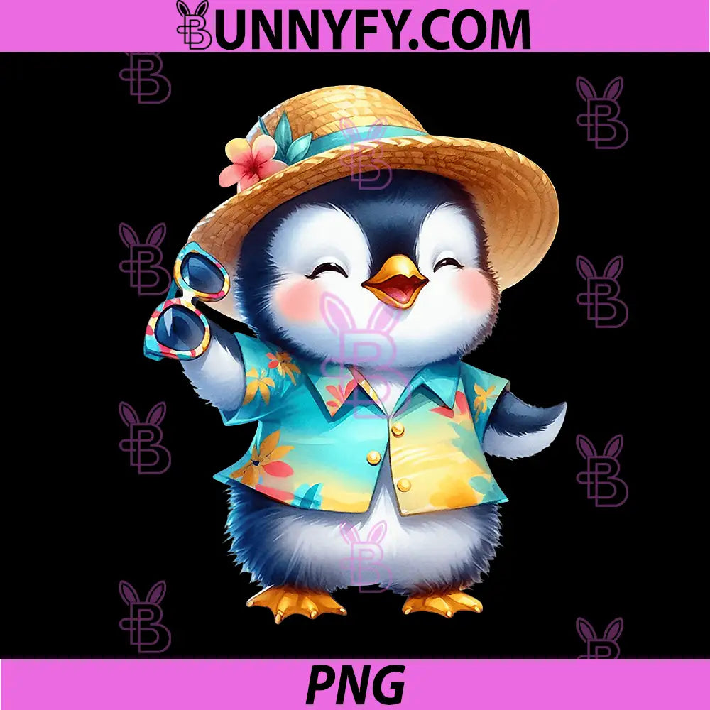 Happy Penguin PNG, Tropical Getaway Design PNG