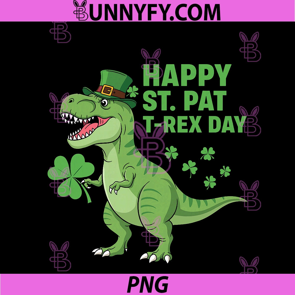 Happy St Pat Trex Day PNG, Dino St Patricks Day PNG