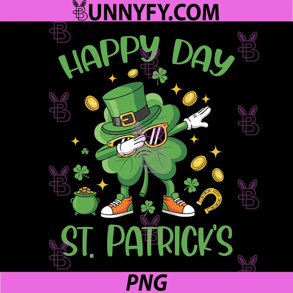 Happy St Patricks Day PNG, Dabbing Shamrock Irish Luck PNG