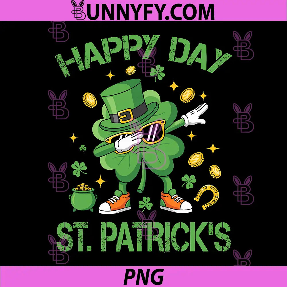Happy St Patricks Day PNG, Dabbing Shamrock Irish Luck PNG