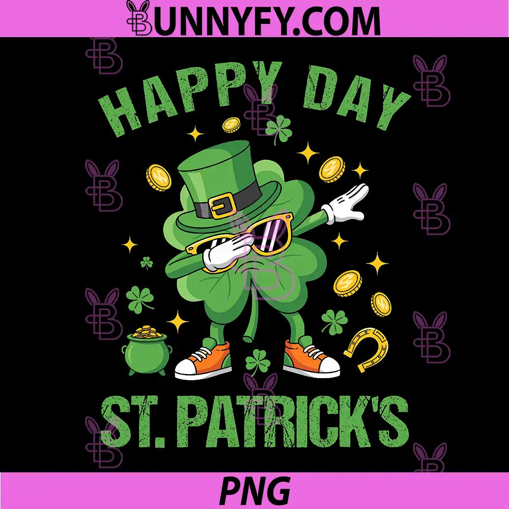 Happy St Patricks Day PNG, Dabbing Shamrock Irish Luck PNG
