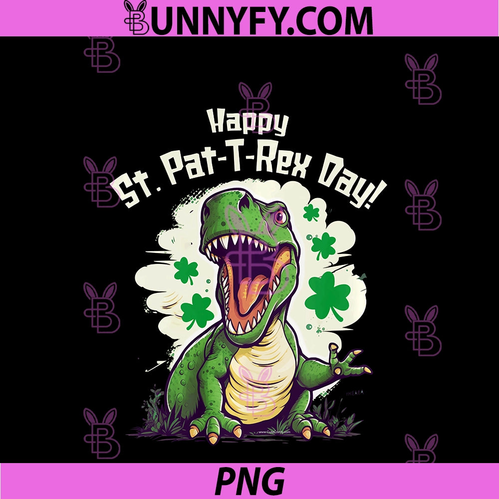 Happy St Patricks Day T-Rex PNG, Funny Dinosaur Kids Boys Dino PNG