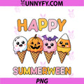 Happy Summerween PNG, Summer Halloween Ice Cream Cones PNG