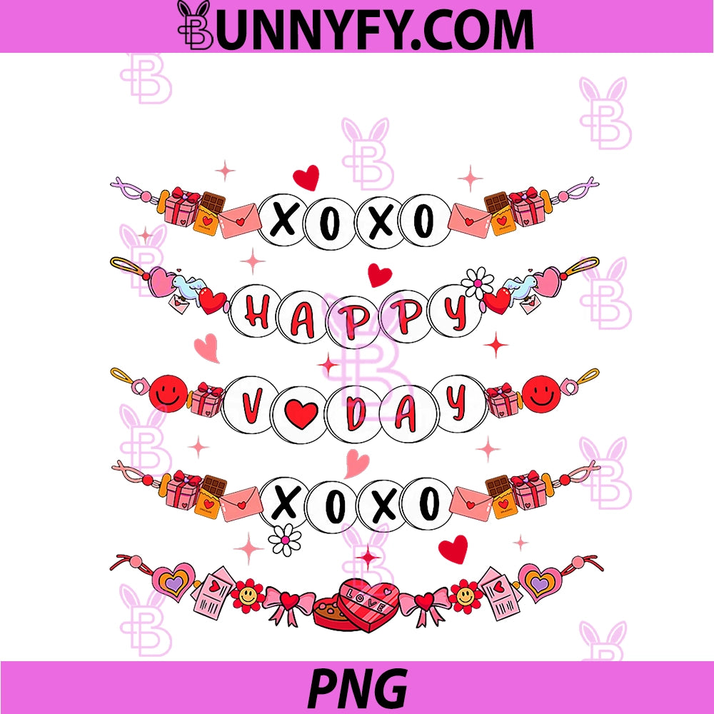 Happy Valentine XOXO V-Day PNG, Friendship Bracelets PNG