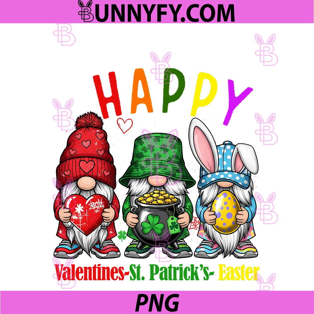 Happy Valentines St Patrick Easter PNG, Happy Holiday Gnome PNG