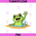 Happy Waving Frog Cute PNG, Cartoon Pond For Kids PNG