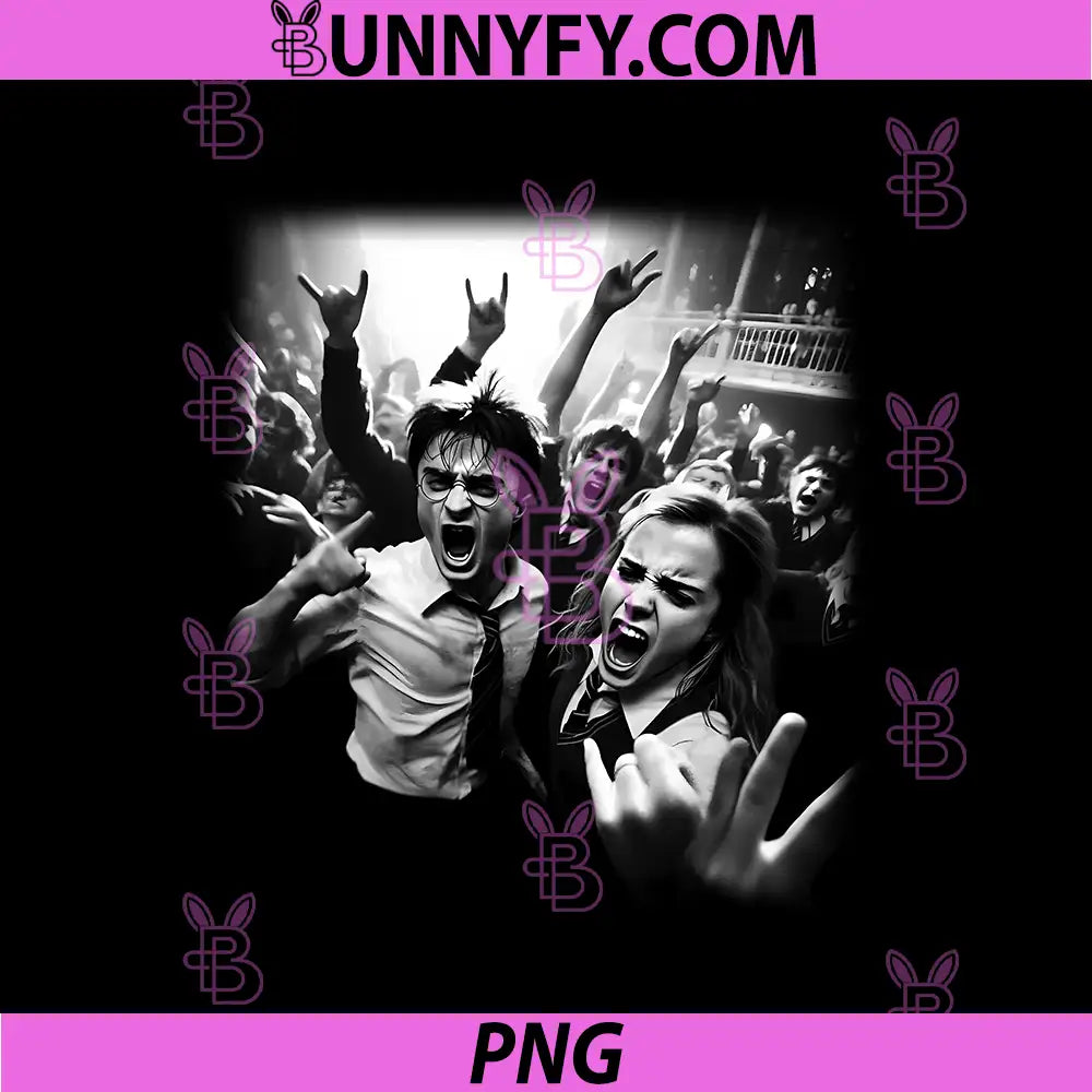 Harry Potter Rock Concert PNG, Wizard Rebellion Vintage Black PNG