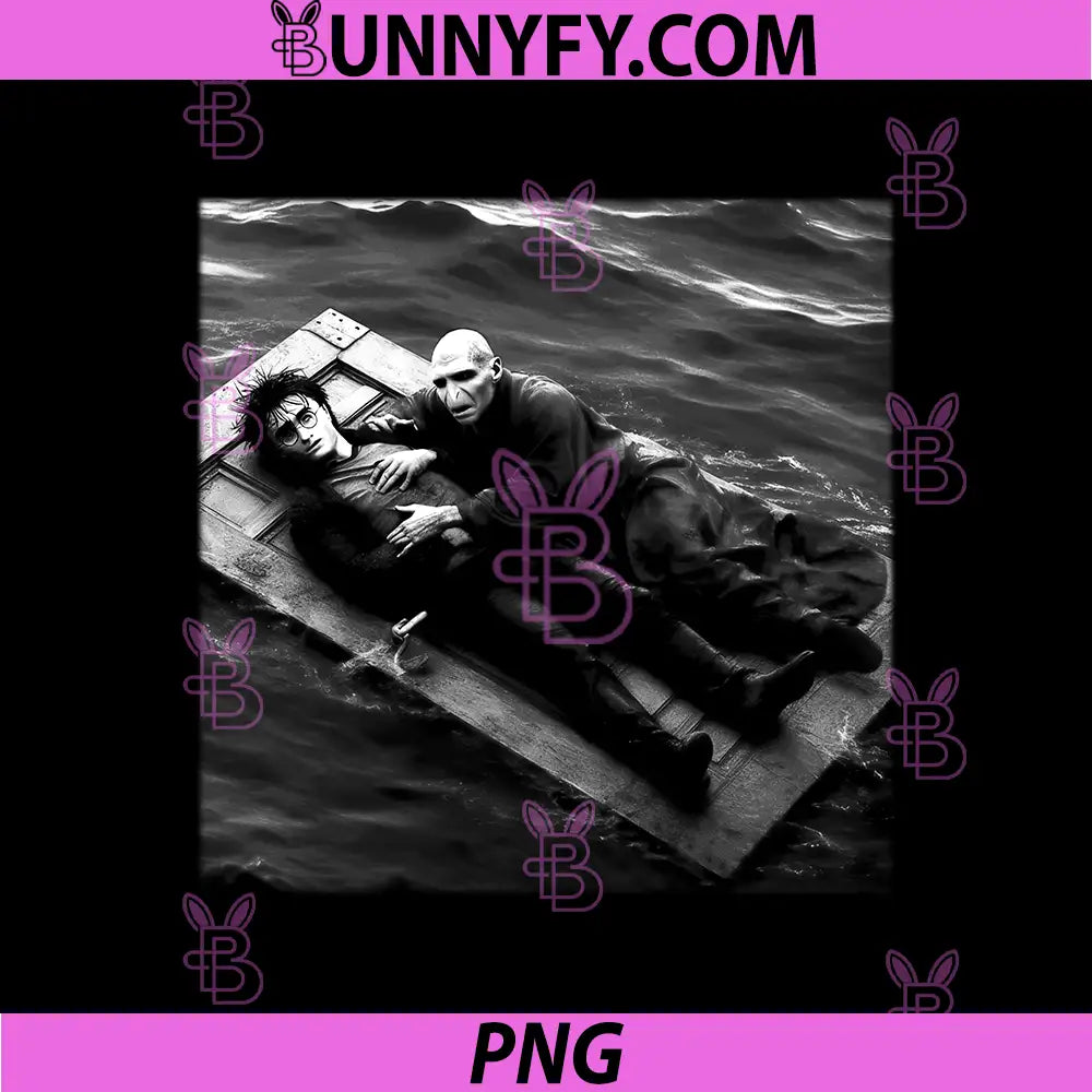 Harry And Voldemort Titanic Parody PNG, Wizard Movie Meme Vintage PNG