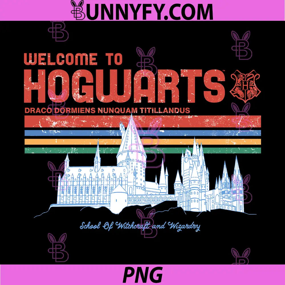 Welcome To Hogwarts Castle Retro PNG, Wizard School Vintage Art PNG