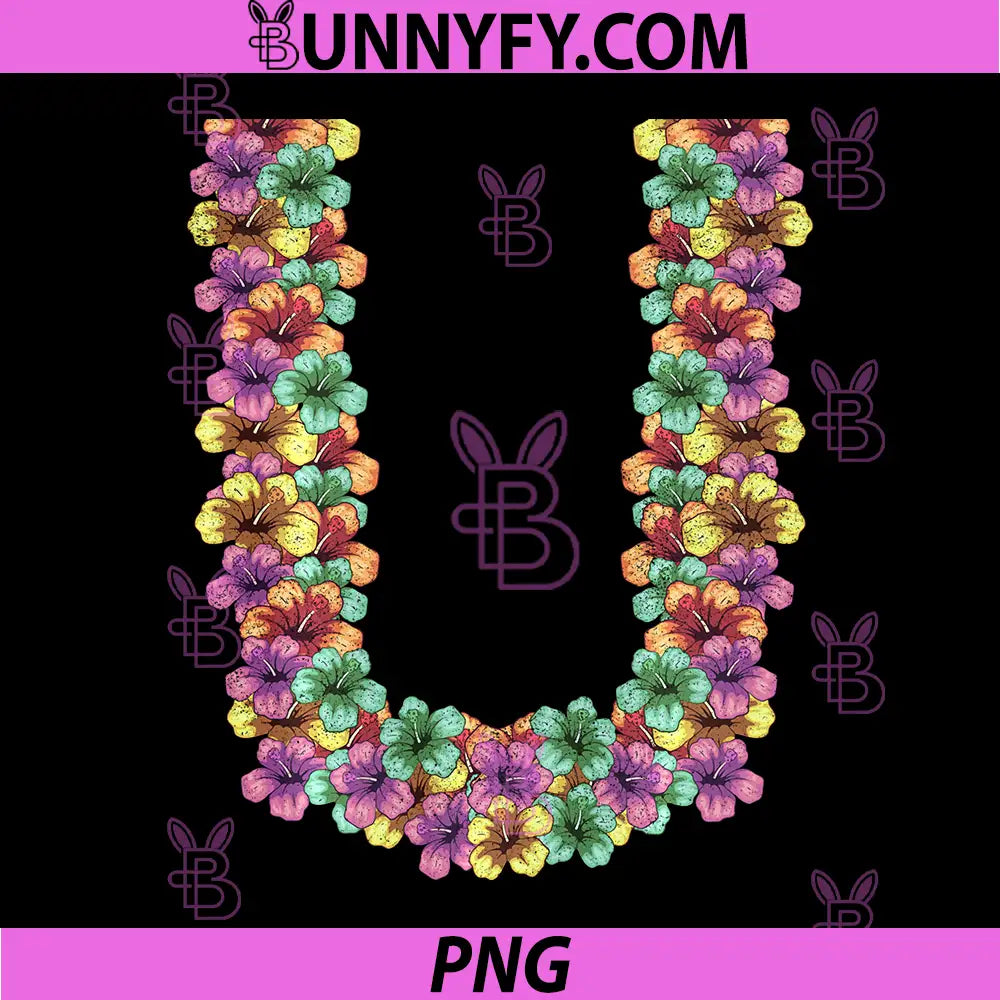 Hawaiian Flower Chain PNG, Tropical Summer Colorful Floral Lei PNG