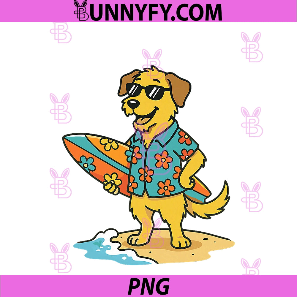 Hawaiian PNG, Cool Surf Dog Summer Beach PNG