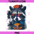 Hawaiian Raccoon Sunset PNG, Tropical Raccoon With Sunglasses PNG