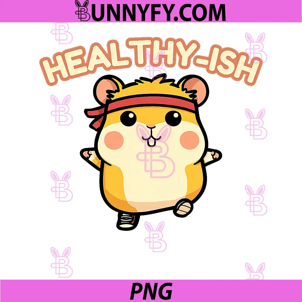 Healthy-ish PNG, Kawaii Hamster Workout Humor PNG