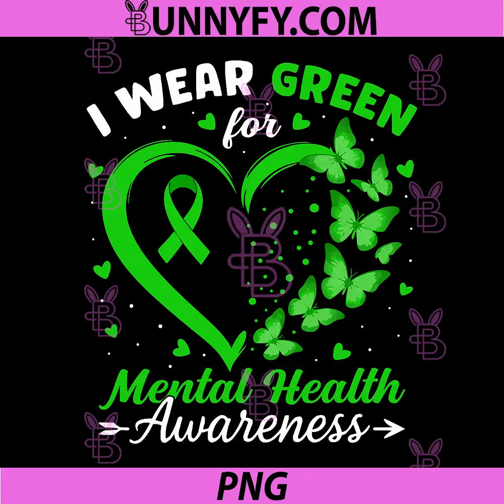 Heart I Wear Green for Mental PNG, Health Awareness Month PNG