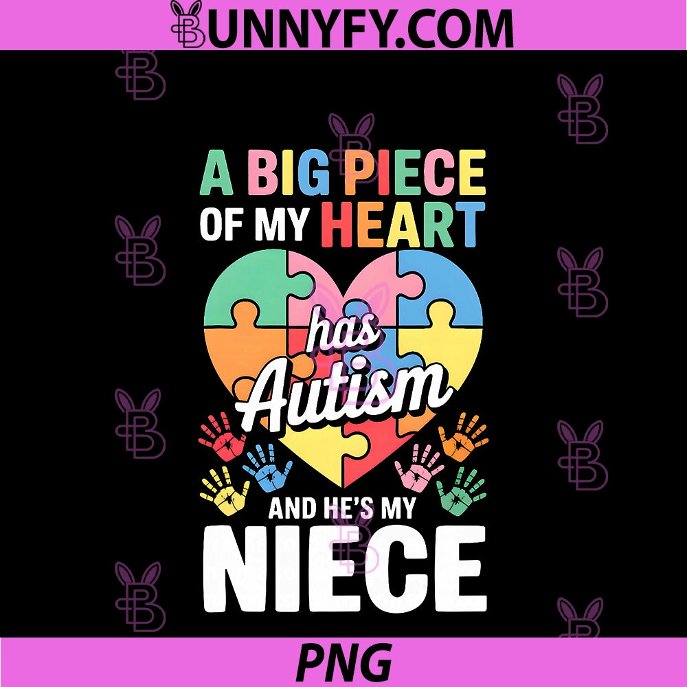 Heart Niece Support Autism Awareness PNG, Puzzle Piece Ribbon PNG