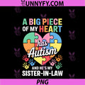 Heart Sister-In-Law Autism PNG, Awareness Puzzle Piece Ribbon PNG