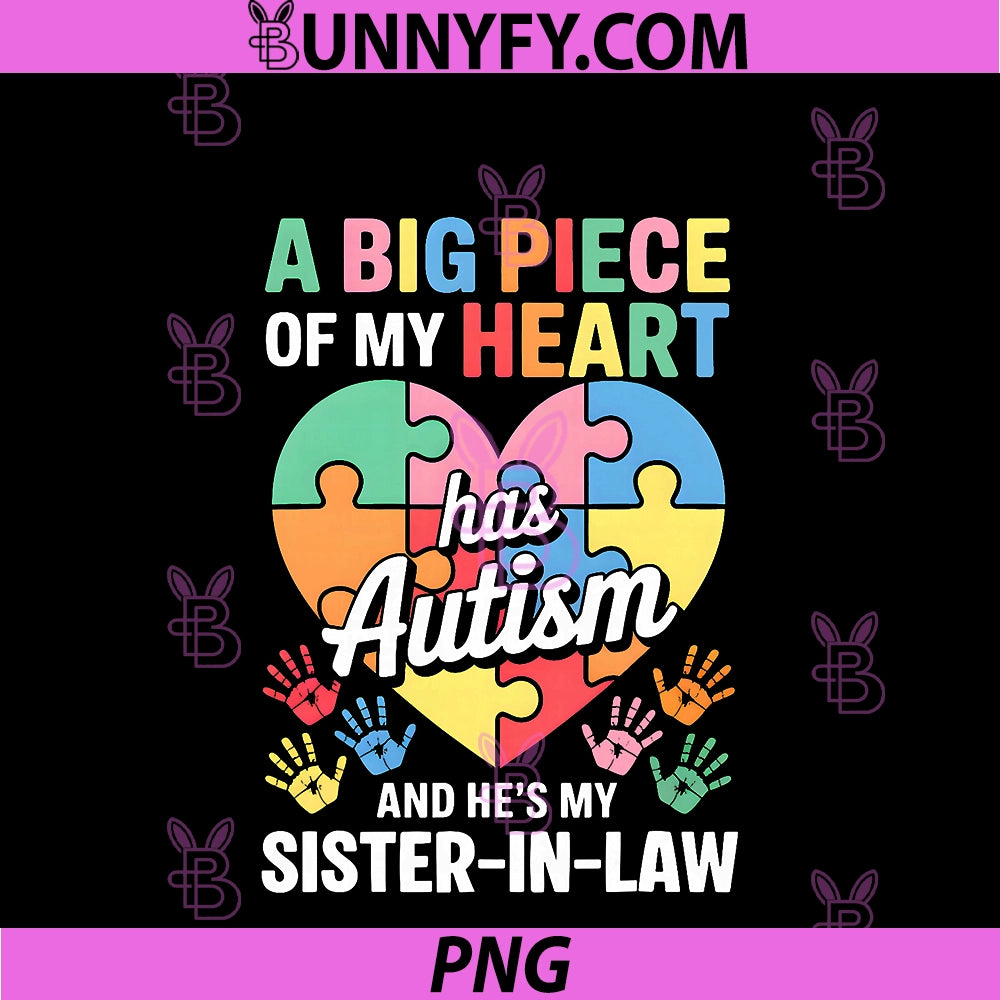 Heart Sister-In-Law Autism PNG, Awareness Puzzle Piece Ribbon PNG