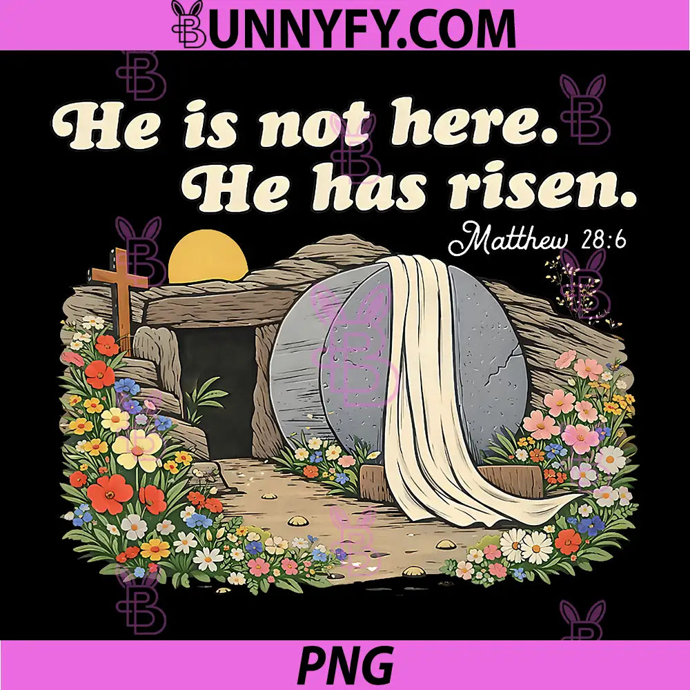 He is Not Here He Has Risen PNG, Jesus Retro Christian Easter PNG