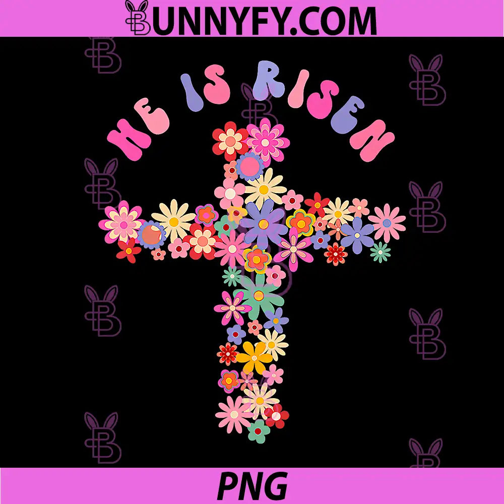 He is Risen PNG, Easter Cross Christians PNG, Religious Hippie Groovy PNG