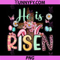 He Is Risen Easter Cross With Bunny Ears PNG, Cute Christian Easter PNG