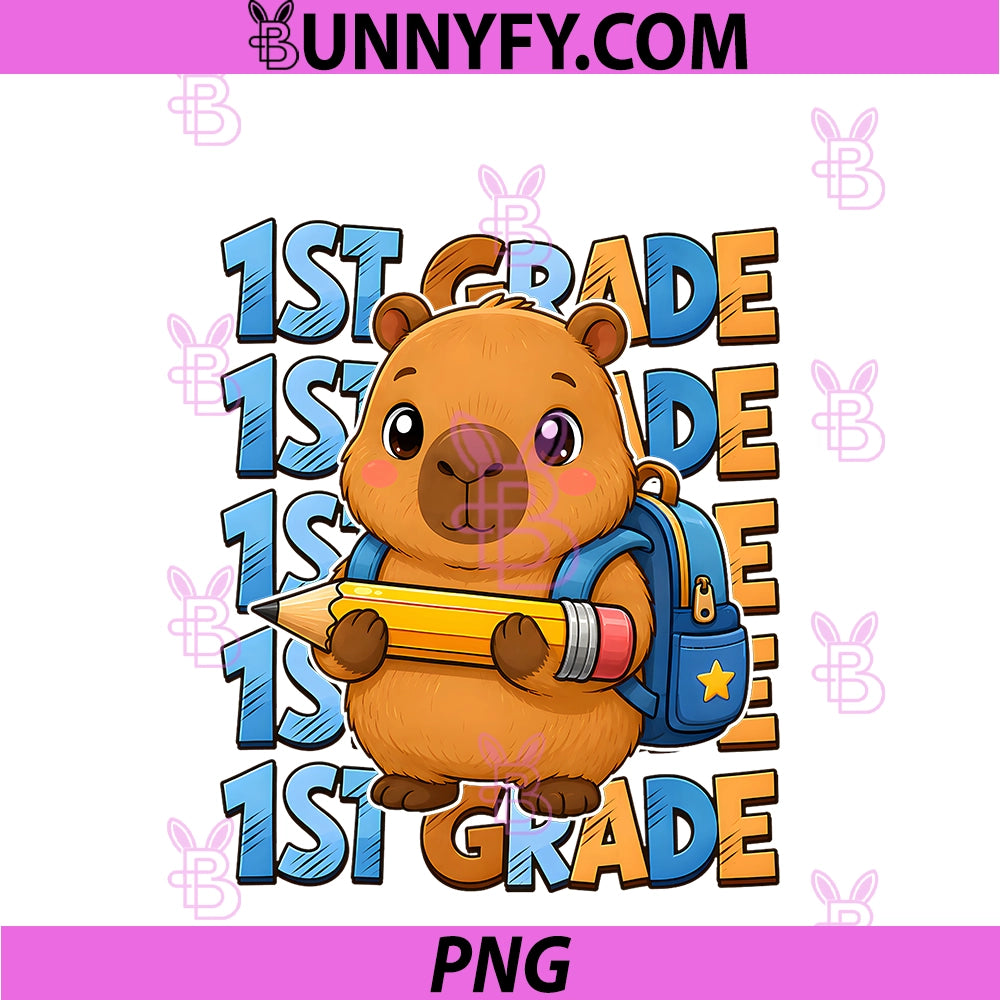 Hello 1st Grade First Day Of School PNG, Capybara PNG