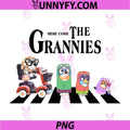 Here Come The Grannies PNG, Funny Cartoon Grandma Dog Crossing PNG