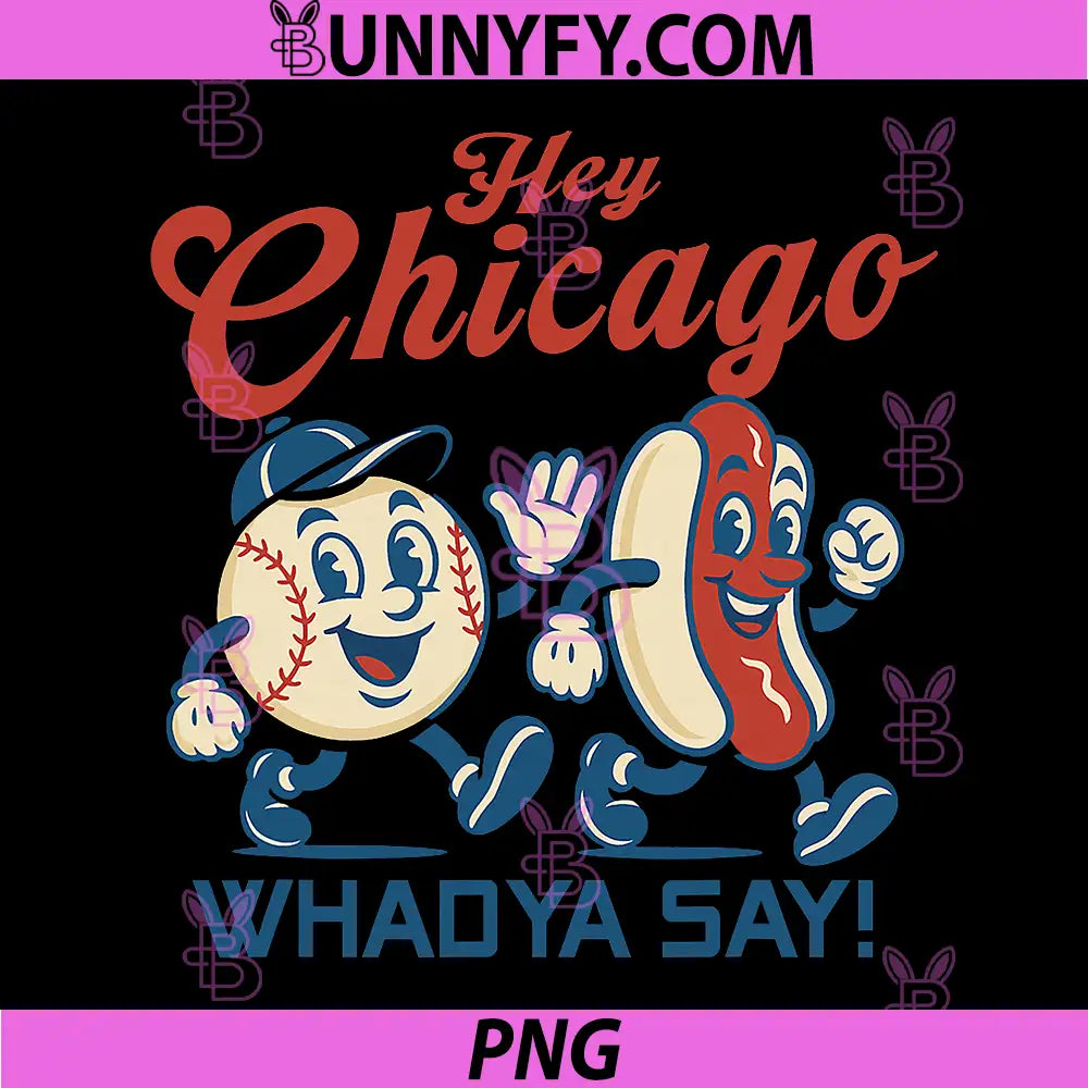 Hey Chicago Whadya Say PNG, Hot Dog Baseball Graphic PNG